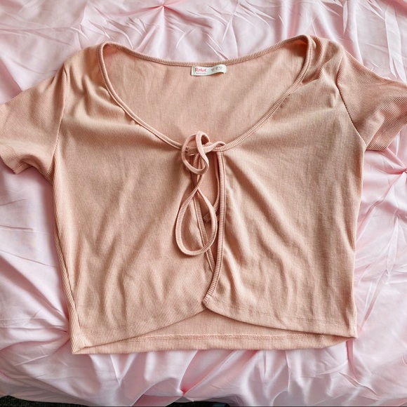 SHEIN Tops - Pink shein tie front crop top shirt